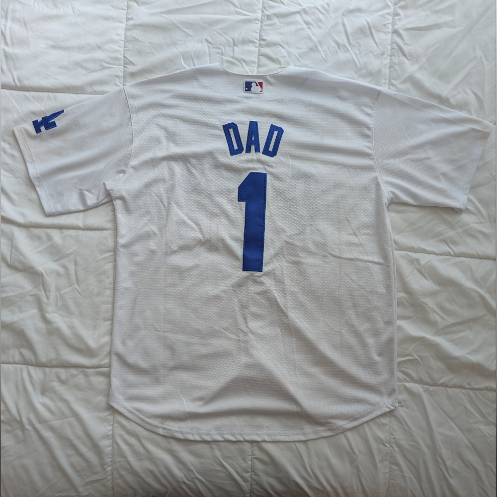 #1 Dad Custom Nike Dodgers Jersey XXL